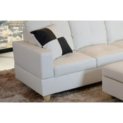 Raphael Faux Leather Right Facing Sectional Sofa With Ottoman, White