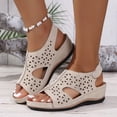 thumbnail image 2 of Pandaie Orthopedic Wedge Sandals for Women Arch Support Breathable Slingback Summer Beach Walking Shoes with Back Buckle Strap (Beige,6), 2 of 8