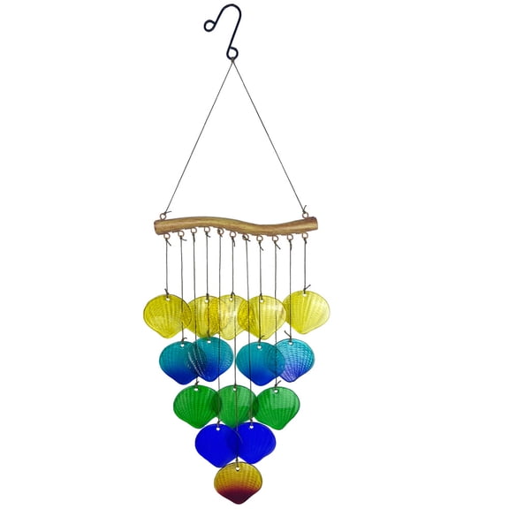 sinkoo Glass Wind Chimes Suncatcher for Outside,23" Colorful Glass Sea Shell Wind Chimes Outdoor,Glass Hanging Wind Chime for Home,Garden,Patio and Yard Decor