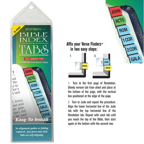 Bible Tab-Verse Finders Extra X-Large Print-Horizontal-Thin Pack-Rainbow