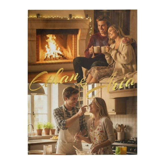 BAOPAI Customized Christmas Photo Blanket For Families Making Thick Winter Personalized Blankets With Pictures And Text Rectangular Blankets Holiday Hold 1-9 Images