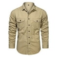thumbnail image 3 of Curuila Mens T Shirt Solid Color Pocket Lapel Long Sleeve Button Down Fashion Comfort Tee Khaki Size 2Xl, 3 of 8