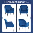 thumbnail image 6 of Velvet Accent Chair,Modern Upholstered Armchair Chairs,Single Sofa Armchair with Metal Legs for Living Room,Bedroom,Office,Blue, 6 of 8