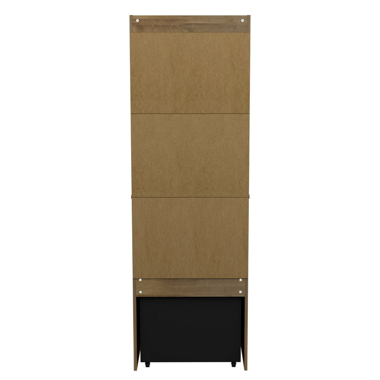 Inval 3-Shelf Mini Refrigerator Microwave Storage Cabinet, Amaretto 