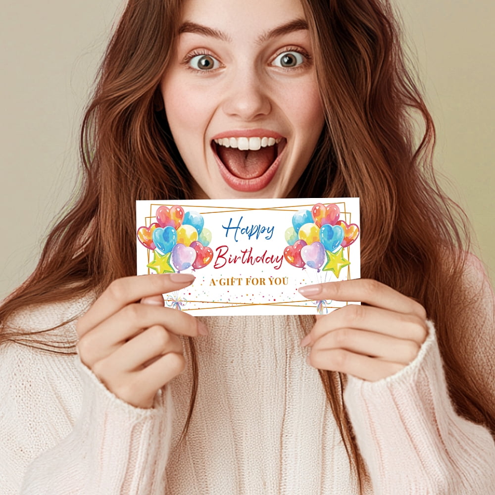 Paper Gift Card Invitation Cards for Birthday Wedding Party Rectangle Balloon 170x85mm 40pcs/set