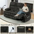 thumbnail image 4 of Manual Recliner Sofa, 3 Seater Reclining Couch with Fold-Down Console and Hidden Storage, Double Padded Recliner Sofa for Living Room, Apartment, RV (Grey), 4 of 10