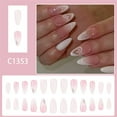 thumbnail image 6 of 24PCS Ombres Glitters Press On Nails Mediums Almond Shape White Heart Design Reusable Fake Nails ABS, 6 of 9