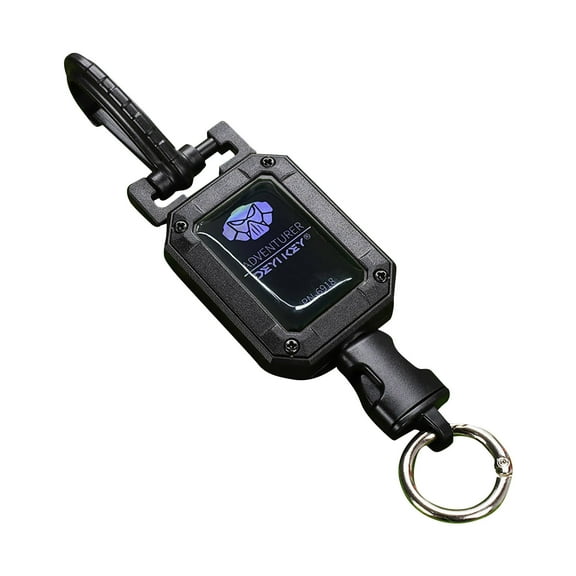 Black Outdoor Retractable Key Chain Black Elastic Rope Extension Easy Pull Anti Loss Keychain For Keys Car Home Use 70Cm Length