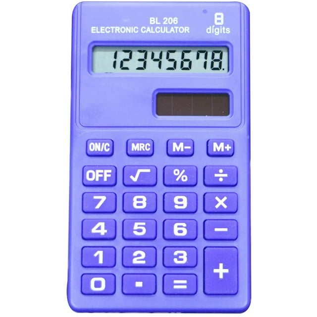 Candy Color 8 Digits Pocket Mini Electronic Calculator for Students School Office Supply-Dark Blue