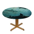 thumbnail image 3 of Orinice Sharks Round Table Cover Stain Resistant Washable Indoor Outdoor Tablecloth Kitchen Dining Wedding Parties Elastic Edge 100% Polyester Fiber 46-50, 3 of 8