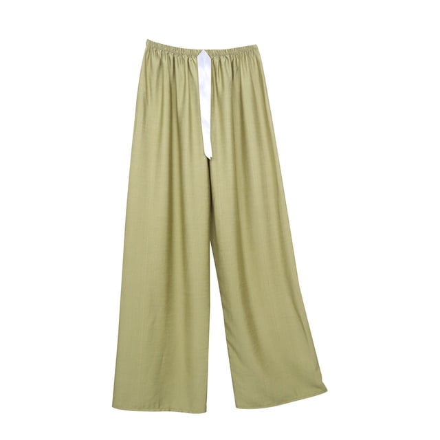 VEKDONE Womens Linen Long Pants Green Free Size