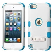 Military Grade Certified TUFF Hybrid Armor Case with Kickstand for iPod Touch (5th, 6th and 7th Generation) - White Teal