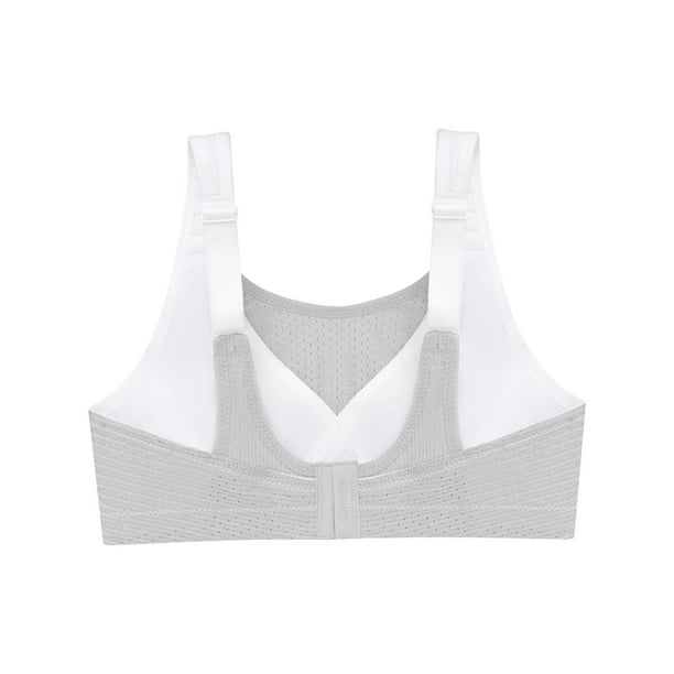 Women's Glamorise 1166 Double Layer Custom Control High Impact Sports Bra  (Grey/White 40F)