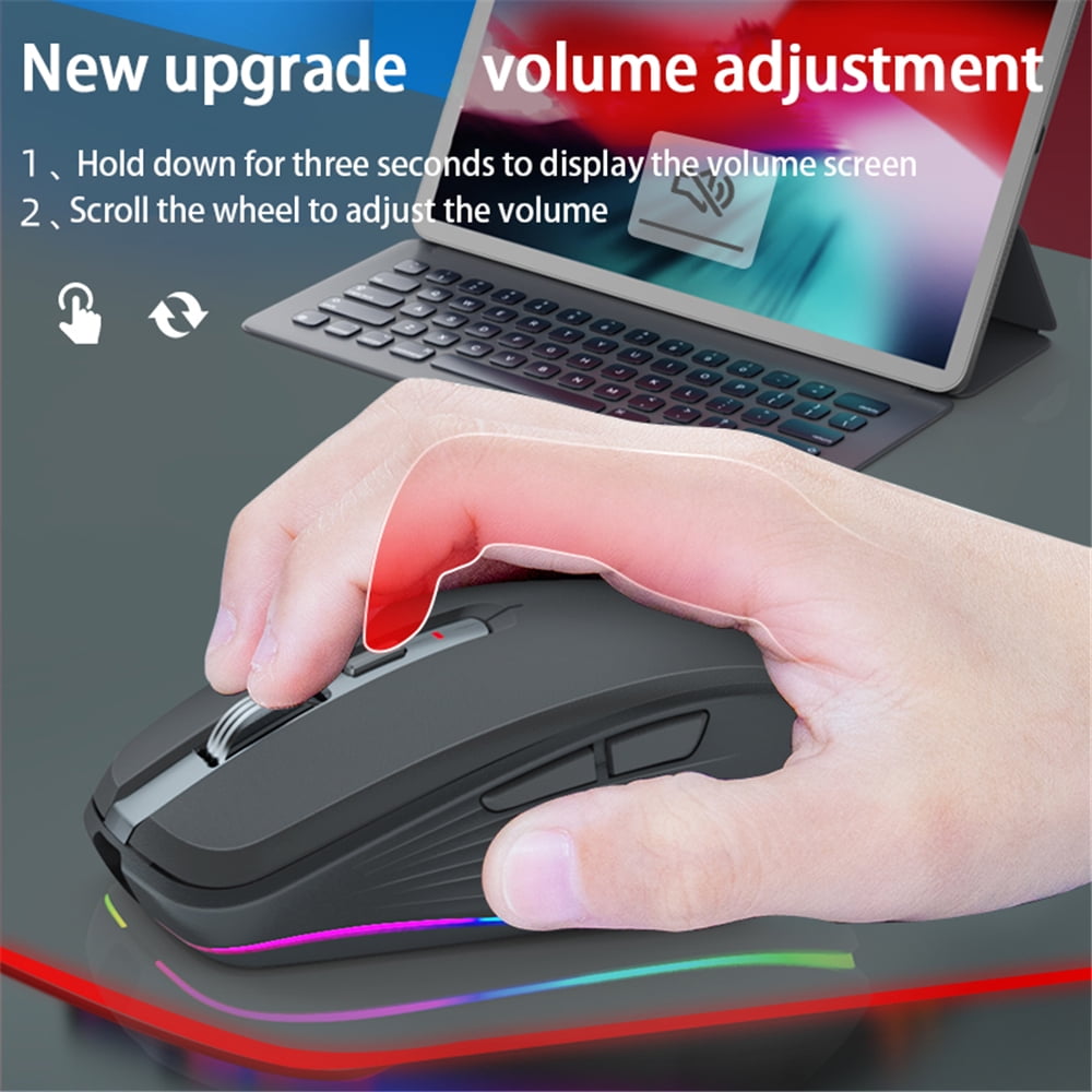 Bluetooth 5.0 Wireless Mouse Compatible for Computer/Laptop/Ipad/Mac/PC/Macbook USB Mouse RGB Mouse Rechargeable Gaming Mouse BT Cordless Mouse Silent/Multi Arc Touch/Ultra-thin Mice
