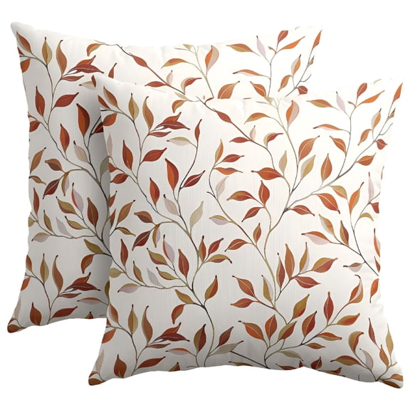 XIBUFE Fall Leaves Pillow Covers 20x20 Inch Set of 2 Maple Colors Leaf and Branch Autumn Outdoor Decorative Throw Pillow Covers Seasonal Pillowcases Rustic Farmhouse Cushion Covers for Couch Decor