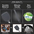 thumbnail image 3 of Kitchen Cooking Utensil Set, 13 Pcs Nonstick Heat Resistant Silicone Cookware Set with Stainless Steel Handle, Kitchen Utensils Set with Storage Bucket, Black, 3 of 8