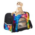 thumbnail image 6 of Tie Dye Pet Carrier Bag with Sherpa Base and 900D Oxford Cloth Fabric, 17x10x11.8 in, Adjustable Nylon Webbing - Ideal for Travel and Outdoor Activities, 6 of 7