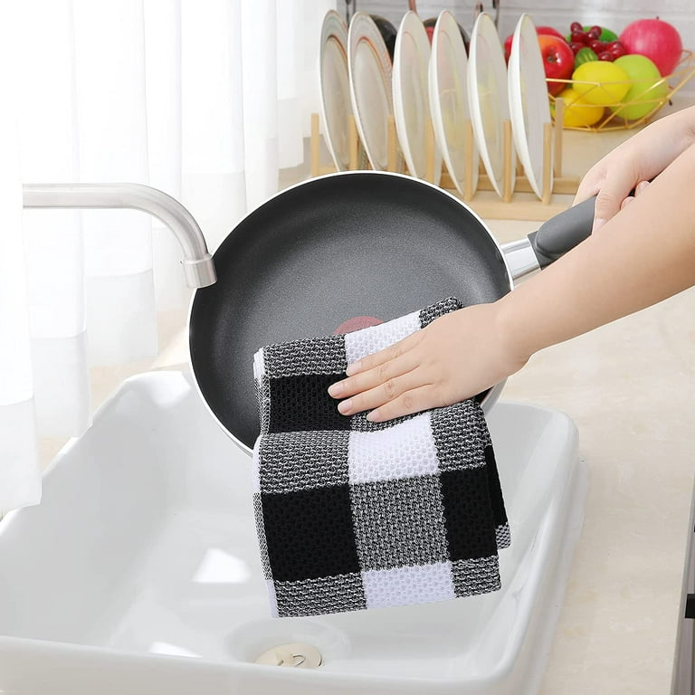 Homaxy 100% Cotton Kitchen Towel Waffle Weave Check Towel Absorbent  Dishcloth Super Soft Kitchen Cloths Household Scouring Pad