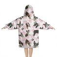 thumbnail image 2 of Cute Boston Terrier Dog and Pink Love Heart Blanket Hoodies for Kids 6-13YR Oversize Wearable Blanket Hoodies for Boys Girls Teens, 2 of 7