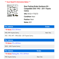 thumbnail image 2 of Rear Parking Brake Hardware Kit - Compatible with 1992 - 2011 Toyota Camry 1993 1994 1995 1996 1997 1998 1999 2000 2001 2002 2003 2004 2005 2006 2007 2008 2009 2010, 2 of 2