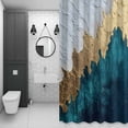 thumbnail image 4 of Abstract Gold Shower Curtain for Bathroom Decor, White Green Color Block Modern Style Cracks Texture Waterproof Fabric Shower Curtain, 36"x72" Set with 12 Hooks, 4 of 9