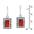 thumbnail image 2 of Synthetic Coral Greek Key Frame Sterling Silver Dangle Earrings, 2 of 5