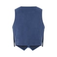 thumbnail image 4 of Faithtur Gilet en Daim à Franges pour Femmes Couleur Unie Bouton avant Sans Manches Veste Courte Hippie Rétro, 4 of 9