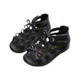 thumbnail image 4 of naisibaby Toddler Baby Girls Cute Solid Color Shoes, Kids Bow Hollow Out Non-slip Soft Sole Beach Roman Sandals Black 6-7 T, 4 of 5