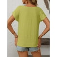 thumbnail image 3 of SWQZVT Womens Tops Short Sleeve Summer Casual Basic Crew Neck T Shirts for Women Loose Casual Tees for Ladies Round Neck Women Top Green L, 3 of 8