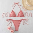 thumbnail image 4 of vigerkar Women Ruffle Trim Triangle Bikini Sets Halter String 2 Piece Swimsuits High Cut Bathing Suits (Red, M), 4 of 9