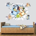 thumbnail image 2 of Bluey-pegatina de pared de dibujos animados para niños, papel autoadhesivo de PVC, póster 3D para dormitorio, decoración de pared, 2 of 5