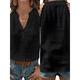 thumbnail image 3 of Blusa Elegante de Oficina con Cuello en V y Muesca para Mujer, Sin Mangas, con Encaje de Guipur. Negro M, 3 of 7