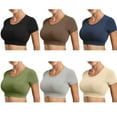 thumbnail image 7 of Women Open Back Tee Crop Tops with Removable Pad Workout Backless Gym Shirt Bra Backless Out T Shirt Top,S-XL, 7 of 7