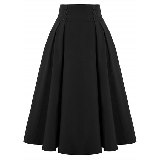 Falda a cuadros retro vintage de los años 50 para mujer, faldas festivas de cintura alta con cuadrícula