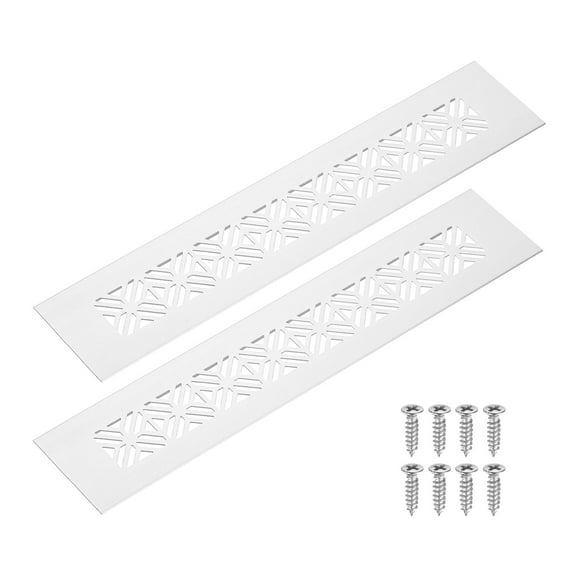 2Pack Aluminum Alloy Air Vents, 250 x 50mm / 9.8 x 2" Rectangle Louvered Ventilation Grille Cover with Mounting Screws for Door Cabinet Wardrobe, Silver