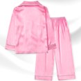 thumbnail image 5 of Gyratedream 3-14Y Child Girl Boy Silk Satin Button Down Long Sleeve Pajamas Set Sleepwear, 5 of 8