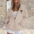 thumbnail image 2 of ManxiVoo Women Fashion Coconut Tree Print Soft Sports Hoodie Lightweight Comfortable Y2K Street Style Top L Size Khaki, 2 of 4