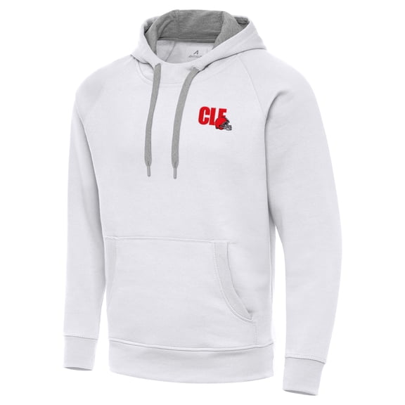 Men's Antigua White Cleveland Browns Victory Pullover Hoodie