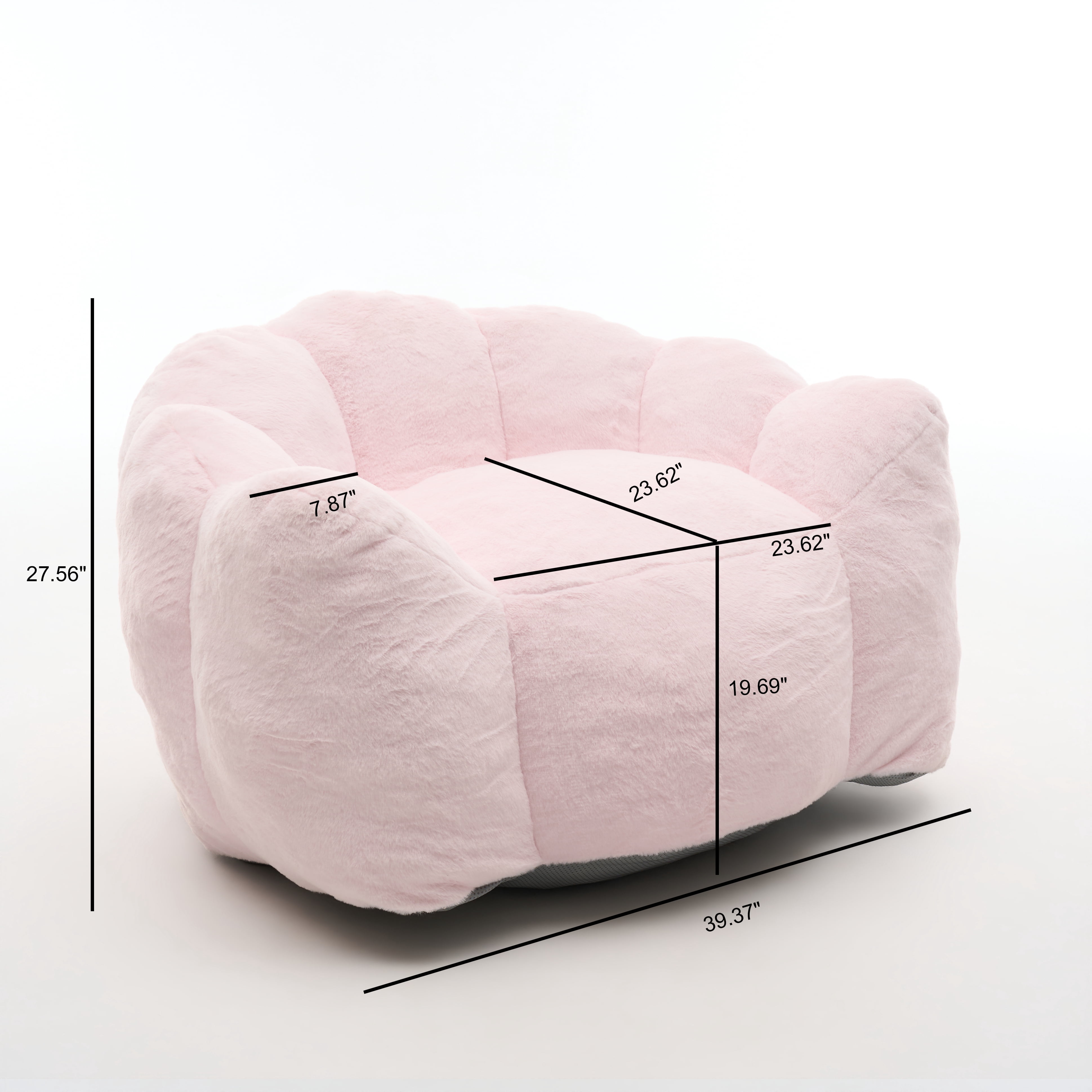 Leumius Cloud Lazy Sofa Chair,Velvet Bean Bag Chair,Comfortable Floral-Shaped Lounger Lazy Sofa for Bedroom/Living Room/Gaming,Pink