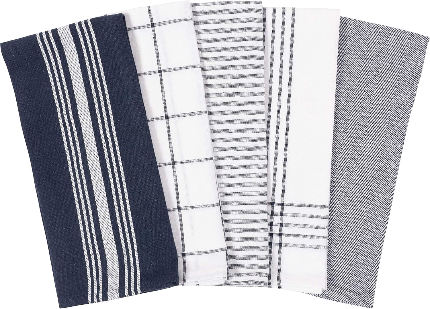 KAF Home Soho Kitchen Towels, Soft and Absorbent Flat Dish Towels, 18” x 28”, Navy, 10 Pack