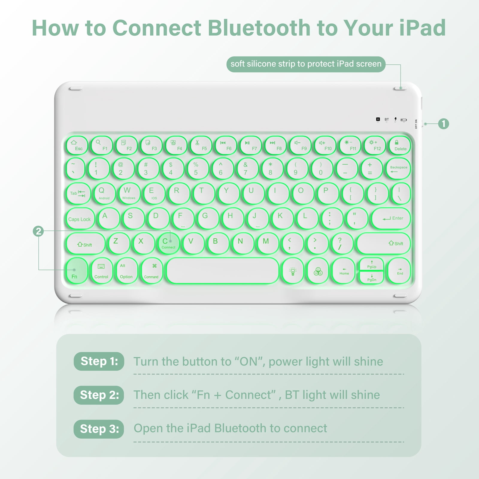 Aoub Backlit Keyboard Case for iPad (a16) 11th/10th Generation 2025/2022 with Pencil Holder, Magnetic Detachable Wireless Bluetooth Folio Stand Rechargeable Keyboard Cover, Dark Green