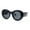 All Black, variant on Womens Classy Plaid Arm Thick Plastic Round Mod Retro Sunglasses White - Green