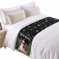 thumbnail image 2 of Bed Runner Scarf for King Size Bed, Black Christmas Beds Scarf Throws for Foot of Bedding, Snowman Xmas Tree Snowflake Winter Gifts Decorative Beds Runners for Bedroom Guestroom, 94"x20", 2 of 8