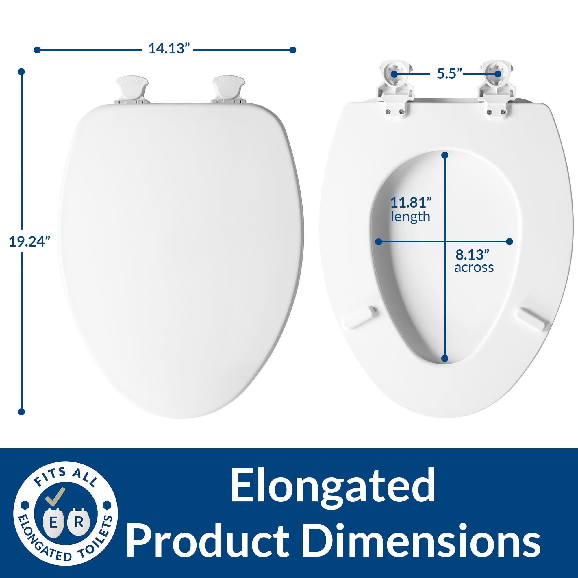 Church 585EC Lift-Off Wood Elongated Toilet Seat, Available in Various Colors