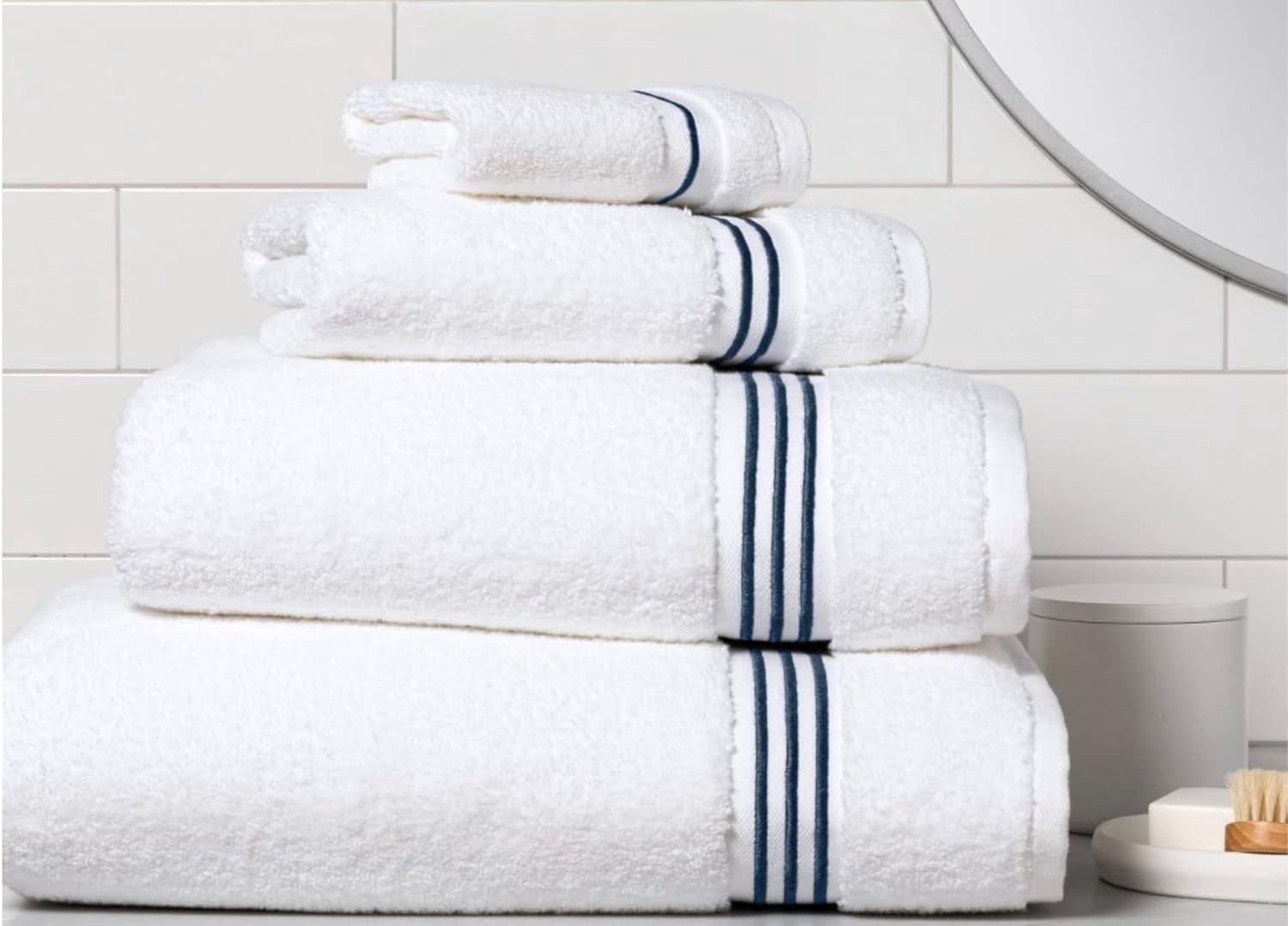 Simpli-Magic Bathroom Towel Set with Bath Towels, Hand Towels, and Washcloths, 8 Piece, White/Black