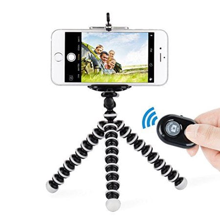 Octopus Style Portable Tripod Stand with Wireless Bluetooth Remote Shutter For iPhone X /XS / XS Max /XR 8 / 8 Plus 7 / 7 Plus 6 6s Plus iPhone X - (Best Portable Camera Tripod)