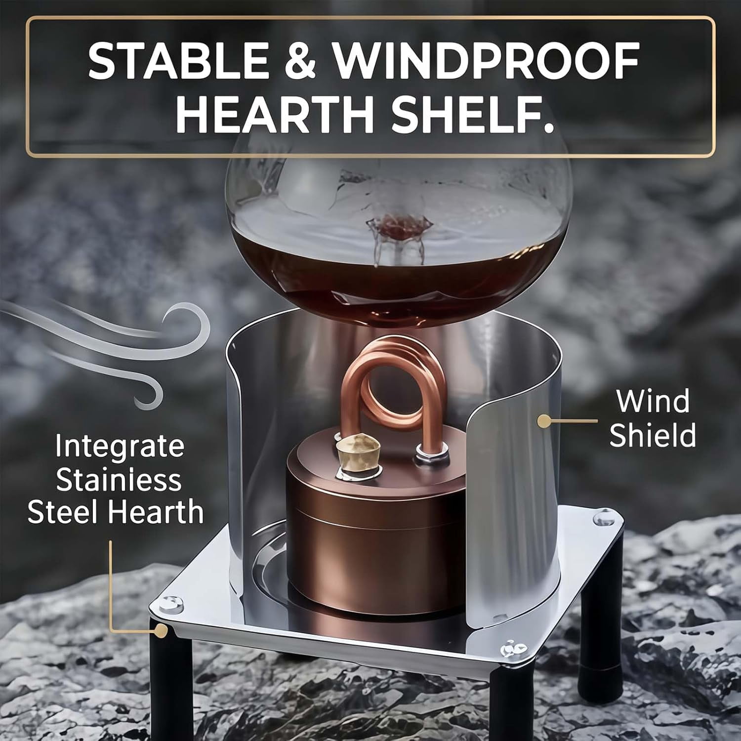 High-Power Portable Mini Outdoor Spirit Burner & Alcohol Stove, Lightweight Mini Alcohol Camping Stove With Stable Stand For Backpacking Hiking Brewing Tea Coffee Picnic (1, Gold)