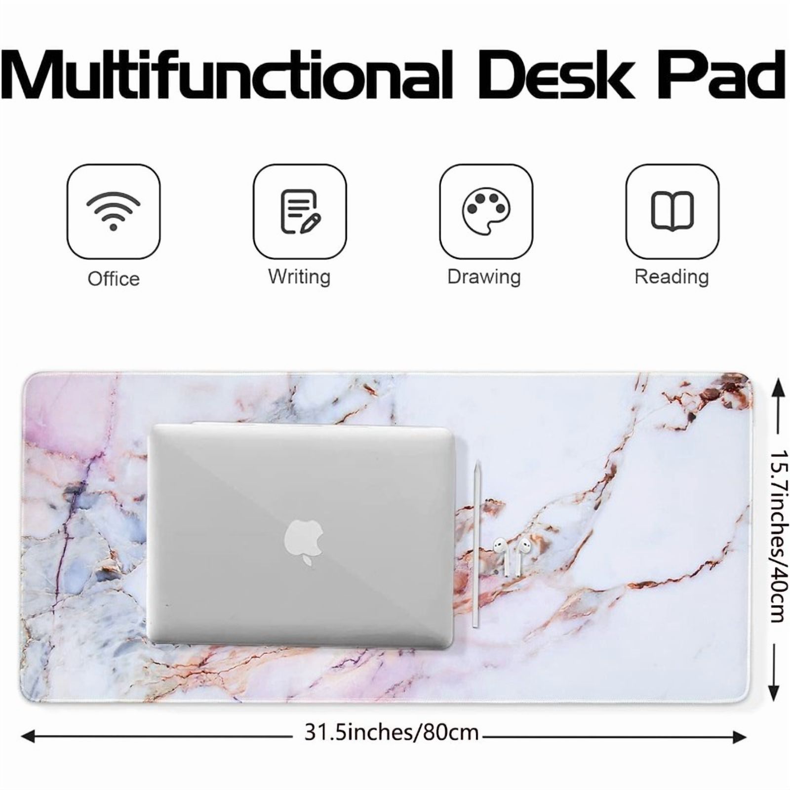 Desk Mat, Gaming Mouse Pad Large, XL Mousepad, Keyboard Mat with Non Slip Base, Extended Laptop Desk Pad Matt, Computer Mat for Office Vanity Desktop Table Writing, Pink Marble