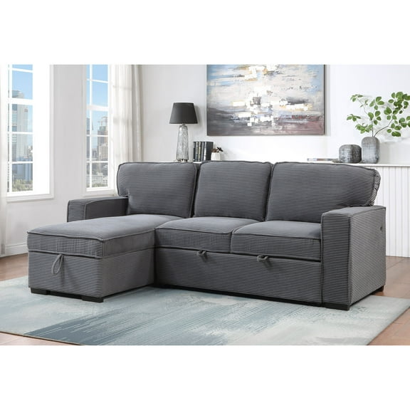 Global Furniture USA U0203 Light Gray Fabric Pull Out Sofa Bed