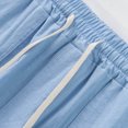 thumbnail image 6 of Men's Linen Shorts with Big Pockets Lightweight Breathable Casual Beach Vacation Shorts for Men Summer Yoga Big and Tall Size S-3XL Light Blue, 6 of 9